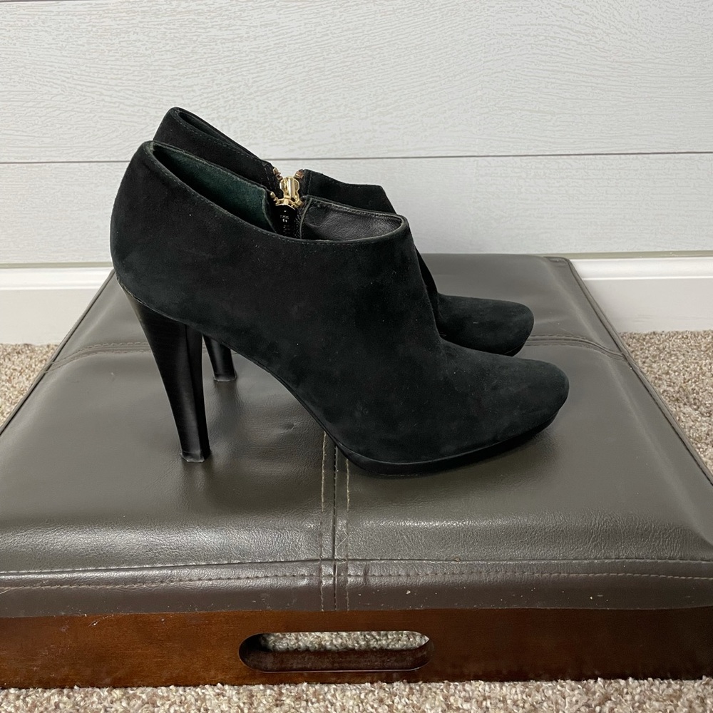 DVF Black Suede Heeled Booties Size 8 1/2